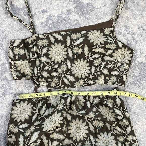 NWT Sir Xanita Floral Asymmetric Cotton Silk Maxi Dress Waist Cut Out Sz AU 4 - Picture 11 of 16